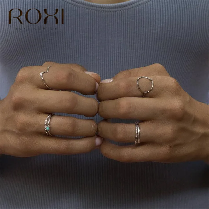 ROXI Твист веревка укладки обручальные кольца для женщин простой кольцо из стерлингового серебра 925 Витой Золотой Серебряный цвет пара кольцо подарок для девочки
