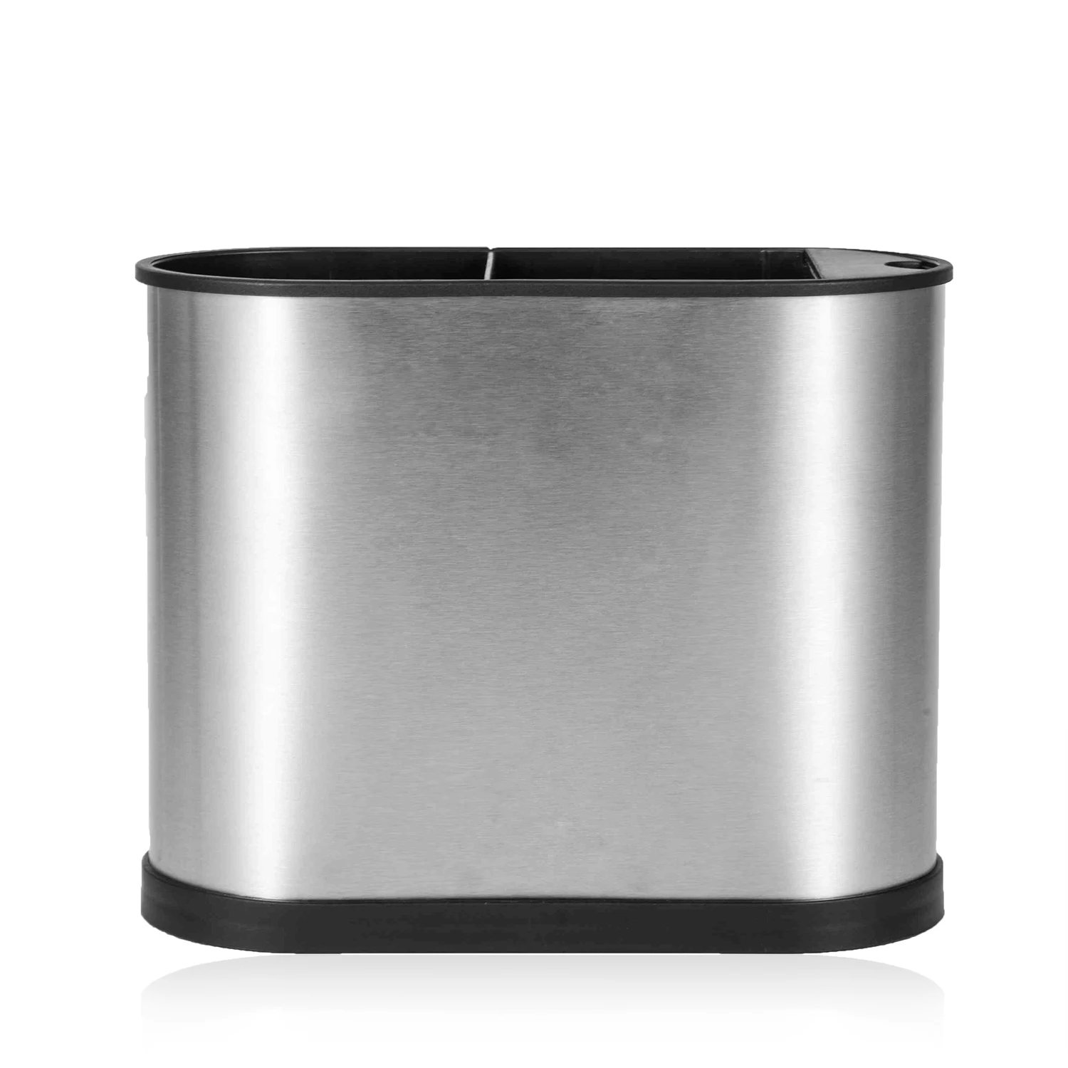 

Hot Oval Shaped Utensil Holder Stainless Steel Kitchen Container Cutlery Drainer Utensil Caddy with Two Compartments Kitchen Too