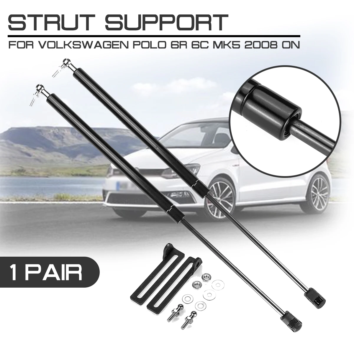 

Car Interior Refit Bonnet Hood For Volkswagen For VW Polo 6R 6C MK5 2008 2009+ Gas Shock Lift Strut Bars Support Rod Gas Spring
