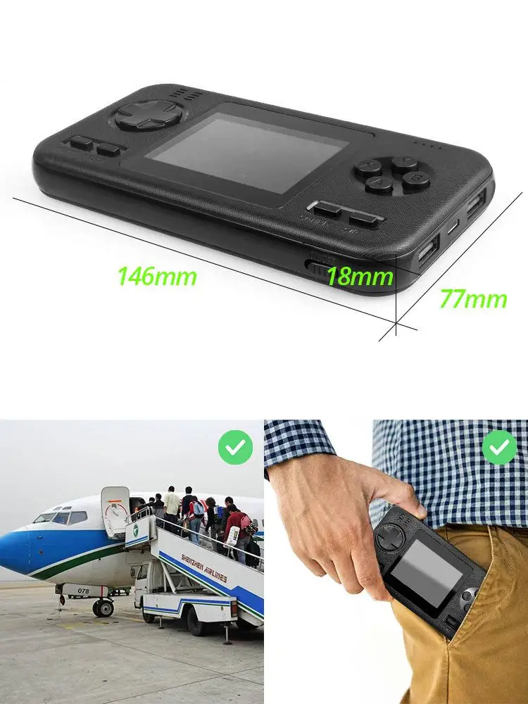 Handheld Mini Handheld Player Console Portable Retro Game Console with 8000mAh Power Bank Buil-in 416 Classic Games r30