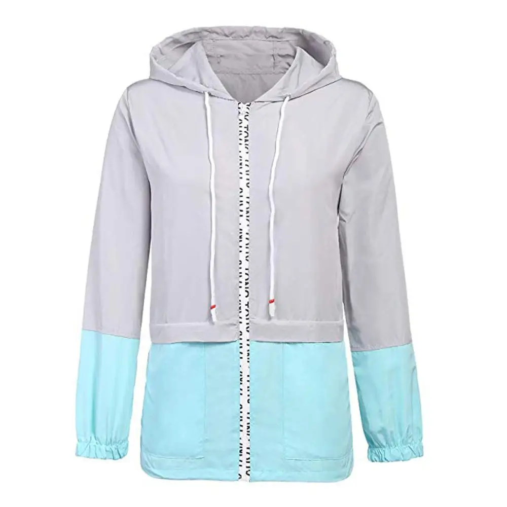 

Hxroolrp Female Harajuku Zipper Sport Coat Women Casual Patchwork Thin Skinsuits Hooded sweatshirt Jackets For 2019 Fashion
