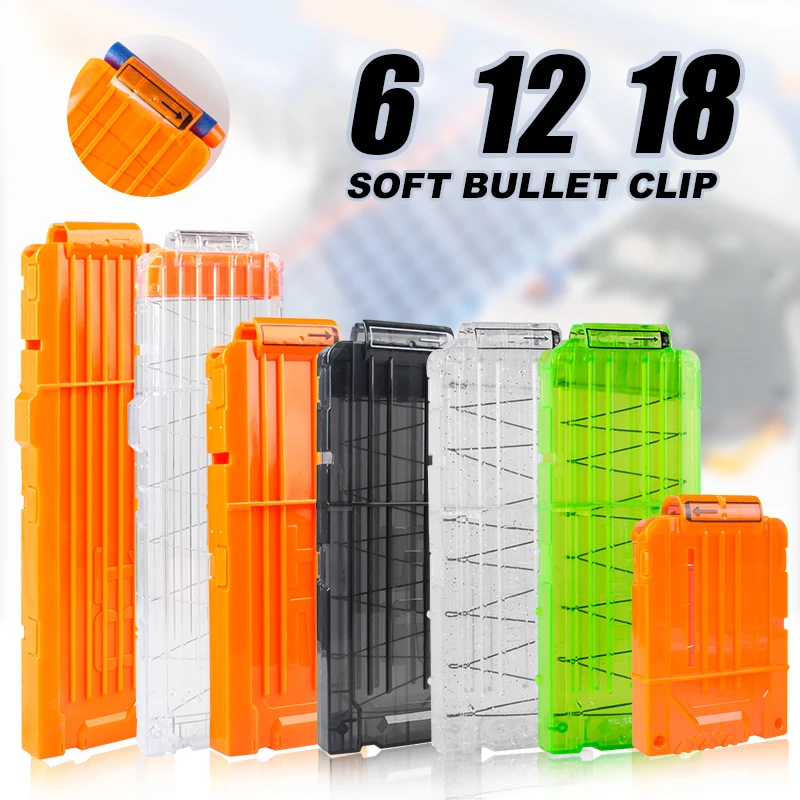 Soft Bullet Clips For Nerf Toy Gun 6/12 Bullets Ammo Cartridge Dart For Nerf Gun 