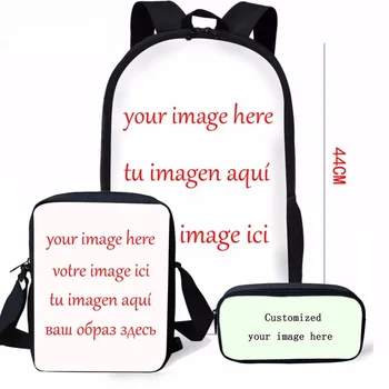 

custom made 3 Pcs/Set Customize Your Image Logo Printing Schoolbag Teen Girls Boys Primary Bookbag Satchel