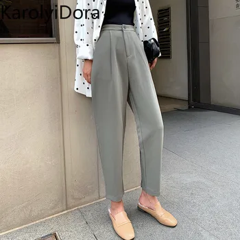 

Casual High Waist Harem Pants for Women 2020 Summer Button Up Loose Pants Capris Female Elegant Trousers Femme pantalon