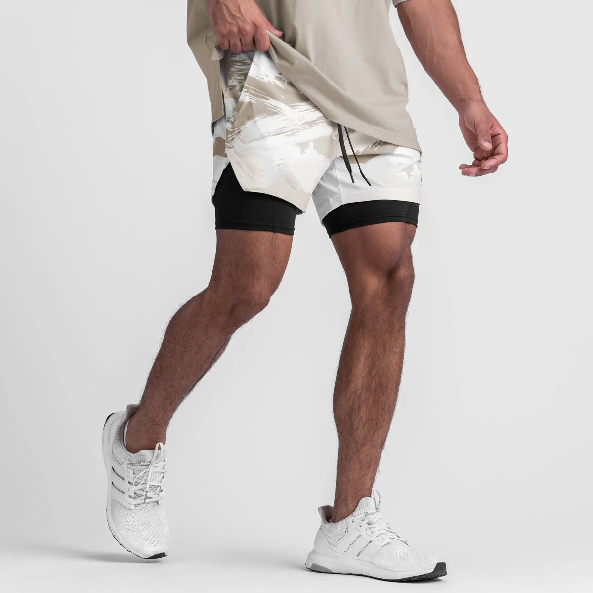 Men's 2 in 1 Mesh Double Shorts New Gym Fitness Exercise Jogger Camouflage Speed Dry Breathable Shorts Summer Basketball Shorts