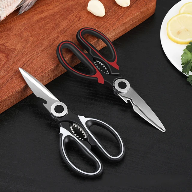 Multifunctional Kitchen Scissors Cutting Knife Plate Stainless Steel Kitchen Meat Cutting Scissors Chicken Bone Opening Bottle 2