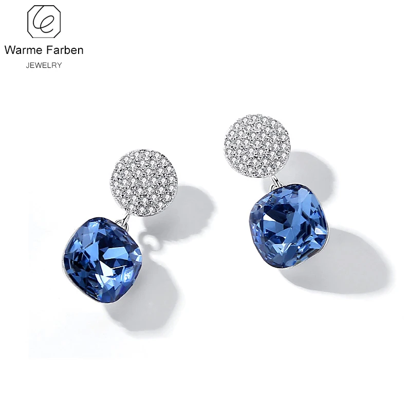 

Embellished with Crystal from Swarovski 2020 New Shine Inlaid Zircon Crystal Square Drop Earring Fine Jewelry Earring Brincos