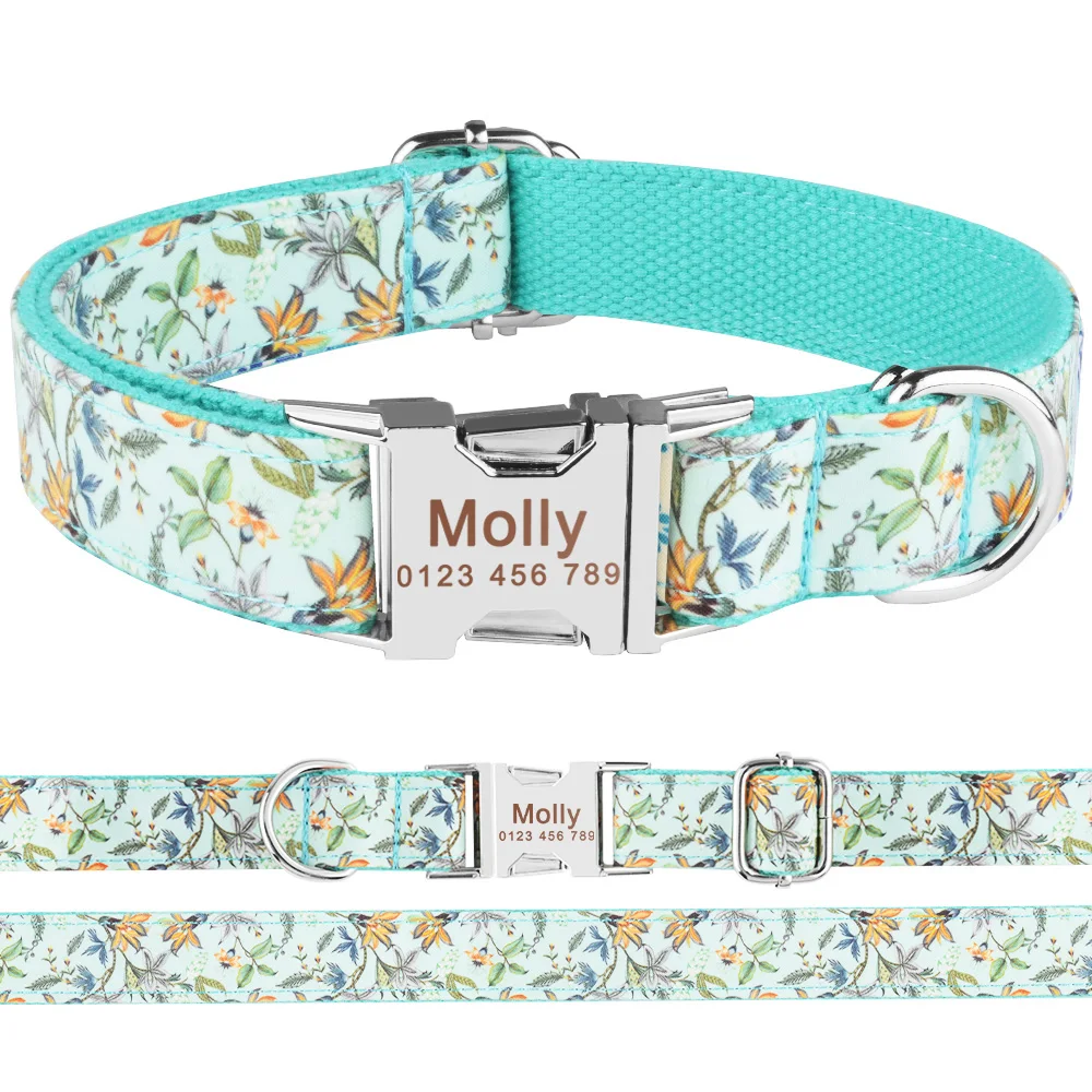 AiruiDog Dog Collar Adjustable Personalized Durable Nylon Free Engraved ID Name Boy Girl Collar Perro Chihuahua 