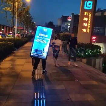 

63X120CM High Bright Aluminum Frame LED Edgelit Walking Billboard Single Side Human Backpack Advertising Light Boxes Signs