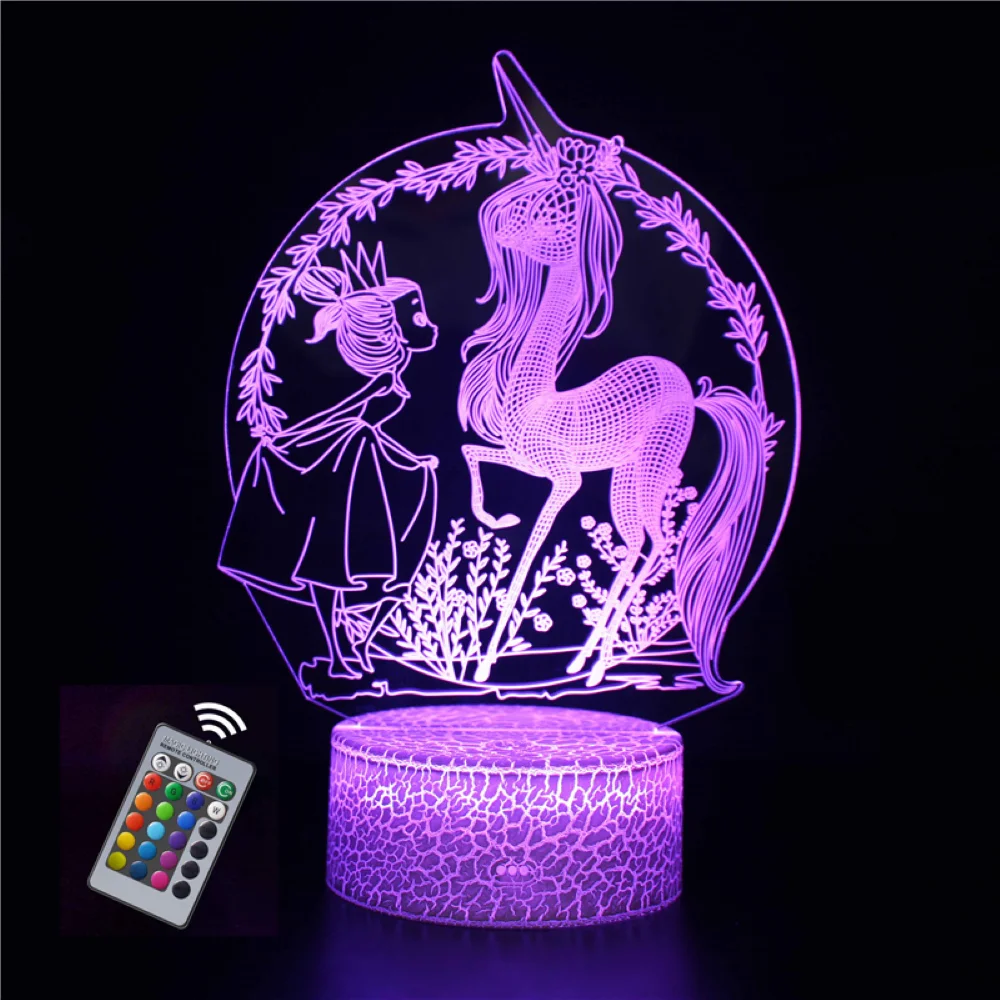 Lampe LED 3D Licorne Enfant – Le Génie de la Lampe 3D