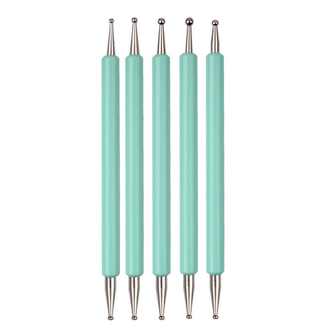 Set UV Gel Painting Nail Art Dotting Pen Acrylic Handle Rhinestone Wood 2 Way Brush Salon Decoration Manicure Tools Kit