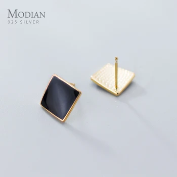 

Modian 2020 New Luxury 925 Sterling Silver Trendy Square Shape Enamel Stud Earrings for Women Wedding Party Fashion Jewelry