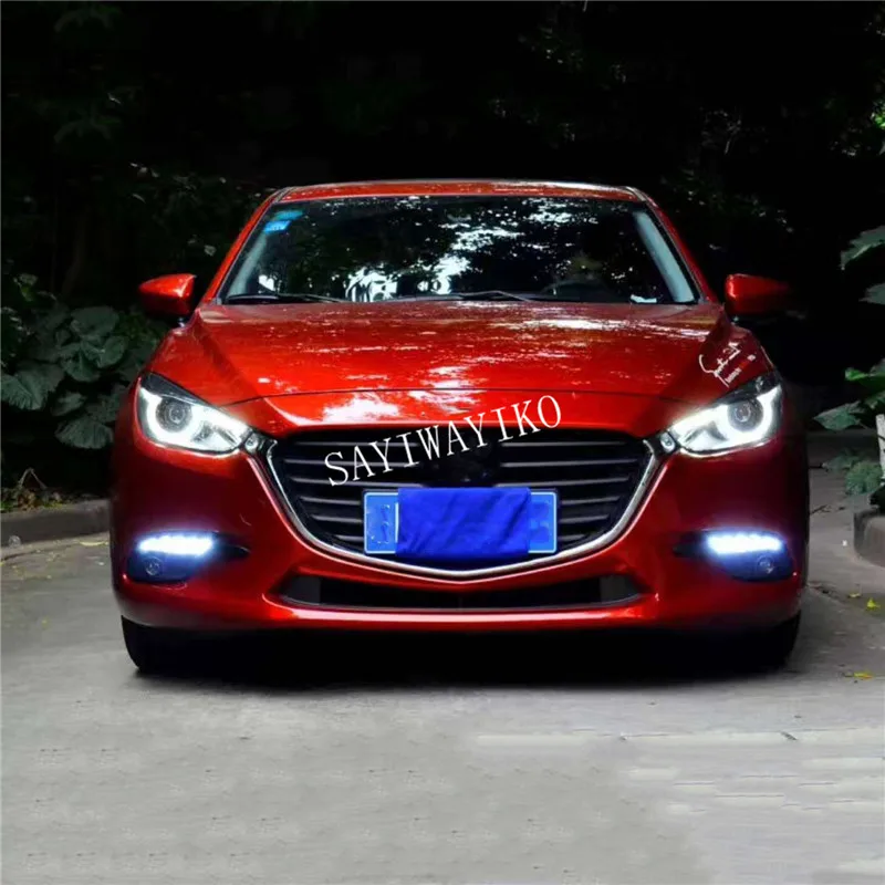 2 шт. Led drl для Mazda 3 Мазда 3 Axela дневной ходовой светильник, противотуманный светильник с указателем поворота, ночник, синий