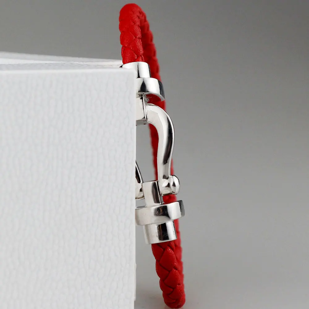 Trend Jewelry Luxury Bracelets High Quality 1:1 LOGO Classic Horseshoe Red Leather fred For Couples Gift Hot | Украшения и