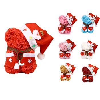 

Practical Rose Flower Bear Christmas Rose Teddy Bear Birthdays Valentine's Day Clear Gift Box Included