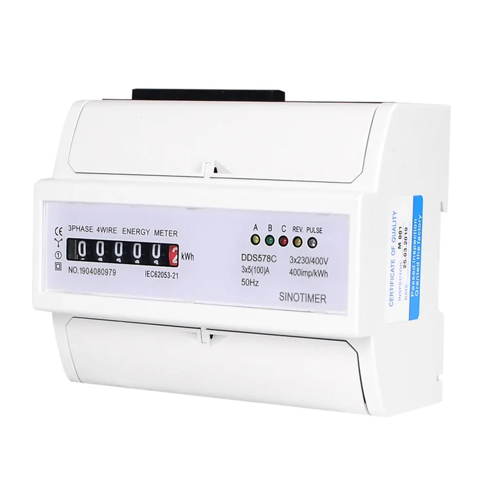 

SINOTIMER DDS578C Three Phase 7P Analog Electronic Energy Counter Mechanical KWH Meter AC 380V 5-100A DIN Rail Mounting