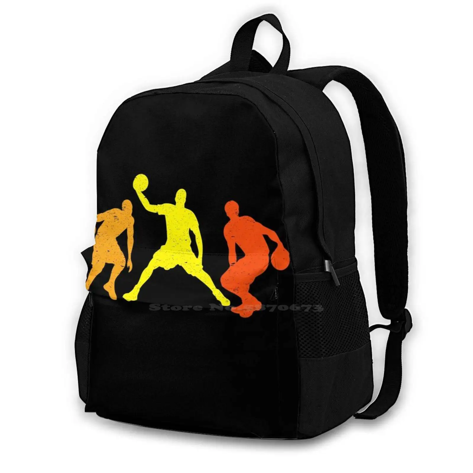 Retro Basketball Player Design Fashion Bags Zaini Giocatore Di Basket Retro Colorful Silhouette Dribbling Dunking Ball