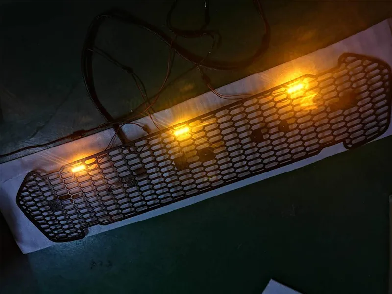 OWN DESIGN MODIFIED FRONT RACING GRILLE GRILL 3 LED BUMPER MASK COVER TRIMS FIT FOR RANGER T7 XTL PICKUP CAR GRILLS PARTS | Автомобили и
