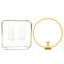 1 шт. модная ваза для растений креативный Террариум комнатный домашний Свадебный декор(широкий) и 1 шт. 3D Золотой Круглый Металлический Подсвечник настенный Cand