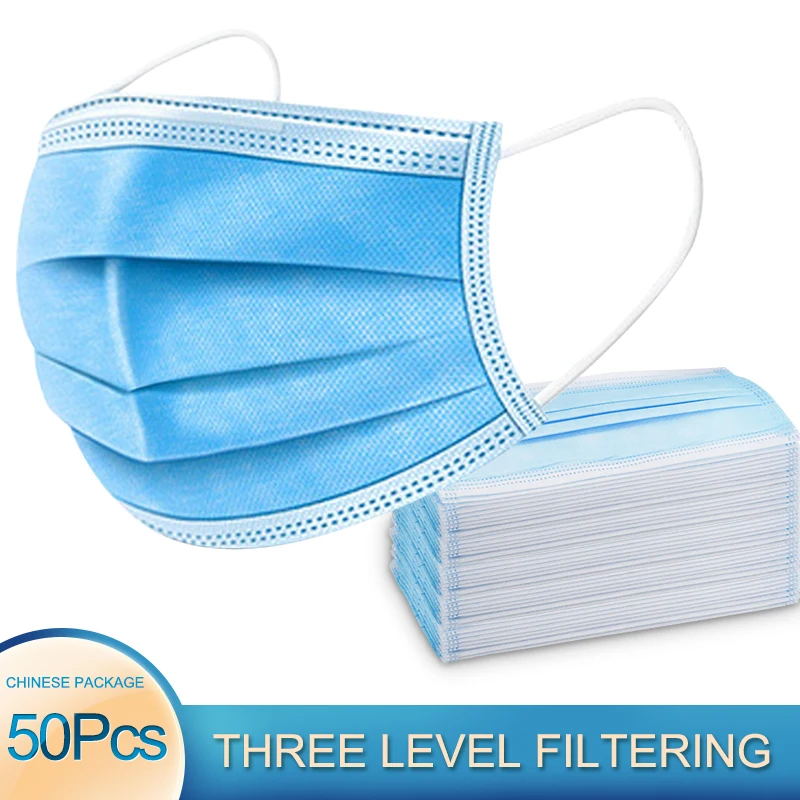 

50pcs 100pcs Disposable Face Mouth Masks 3 Layers Non-woven Mouth Masks Anti-dust Earloops Dustproof Respirator Cover