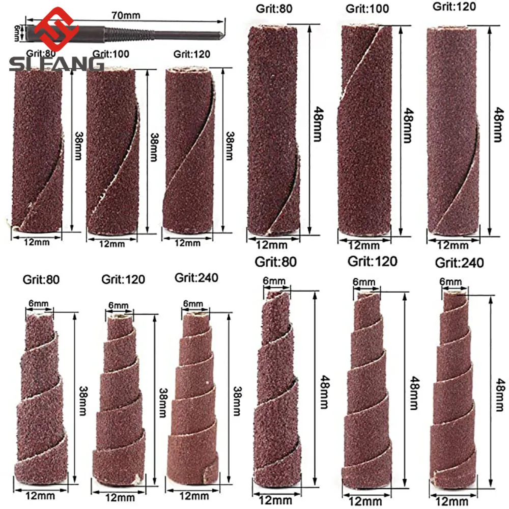 38mm 48mm Abrasive Sandpaper Grinding Head Sanding Cone Engine Porting Assortment Set Sleeve Sandpaper Roll With 1/4inch Shank