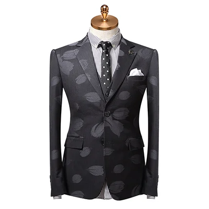 blazer vest pant Мужской костюм, осень, приталенные мужские костюмы со штанами, жилет для свадьбы, комплект жениха из 3 предметов, серый деловой мужской костюм размера плюс 56 - Color: blazer vest pant