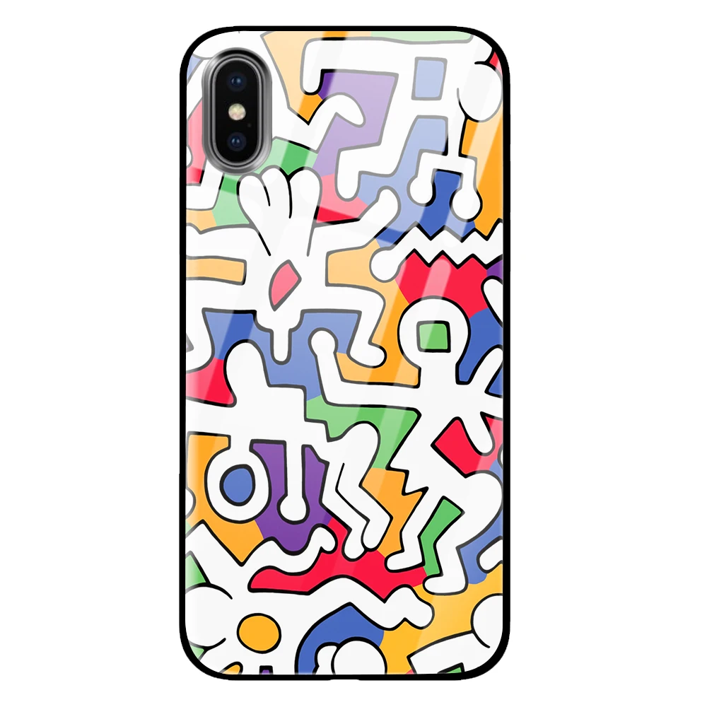 Чехлы для телефонов Keith Haring из закаленного стекла для iPhone 5 5S SE 6 6s 7 8 Plus X XS Max XR задняя крышка - Цвет: 1