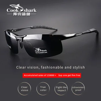 Cook Shark's new aluminum magnesium sunglasses men's sunglasses HD polarized driving drivers color glasses tide 1