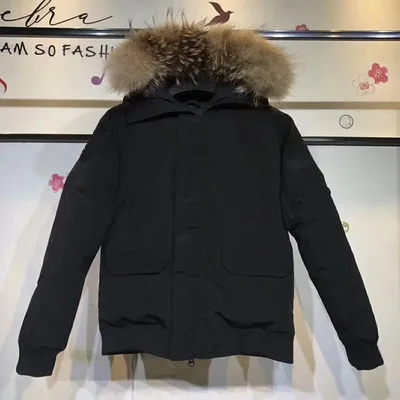 

Outdoor winter thick warm and cold and windproof short wolf fur collar down jacket men and women