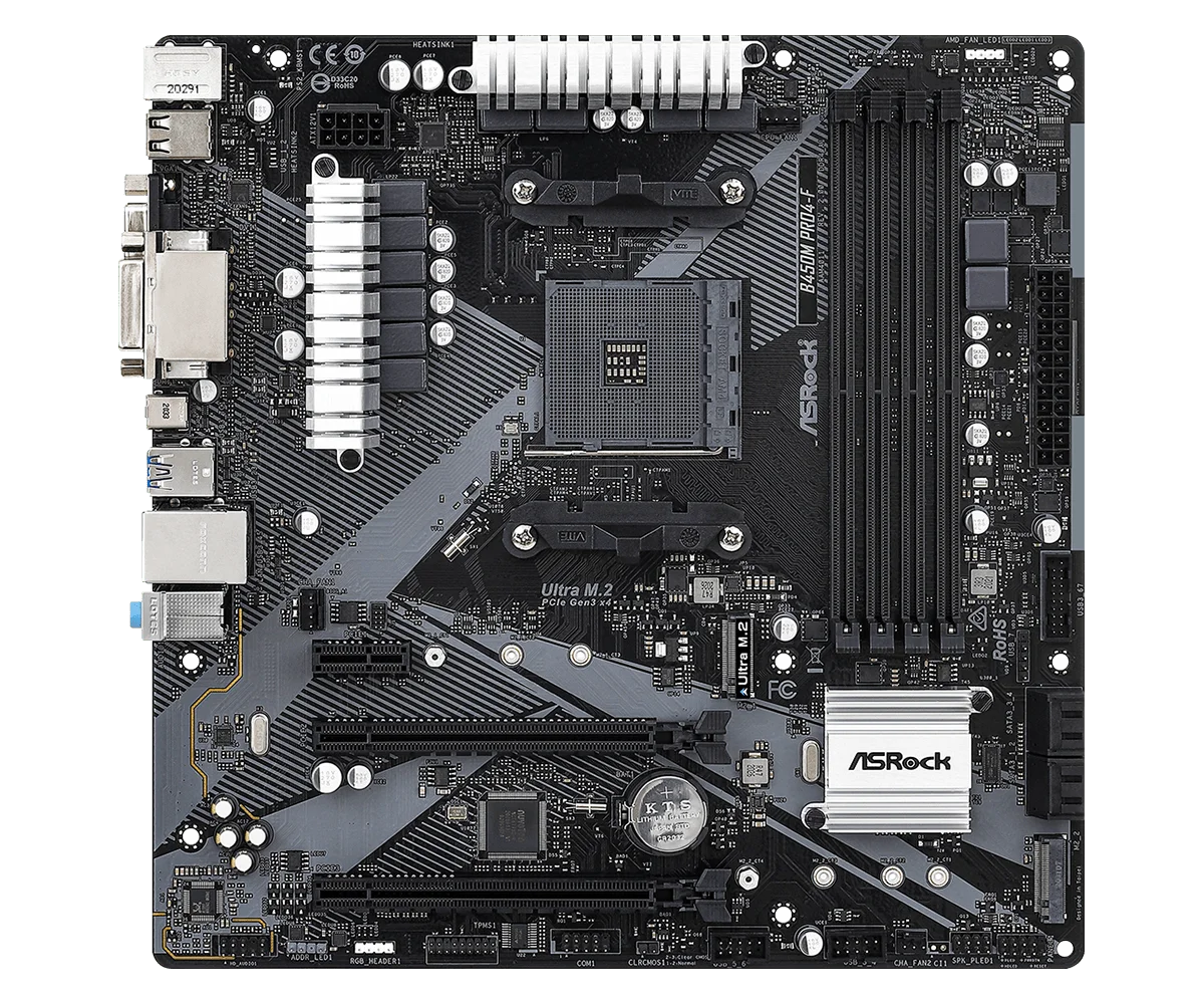 ASRock B450M PRO4-F ソケット AM4/ AMD Promontory B450/ DDR4/ Quad CrossFireX/ S 