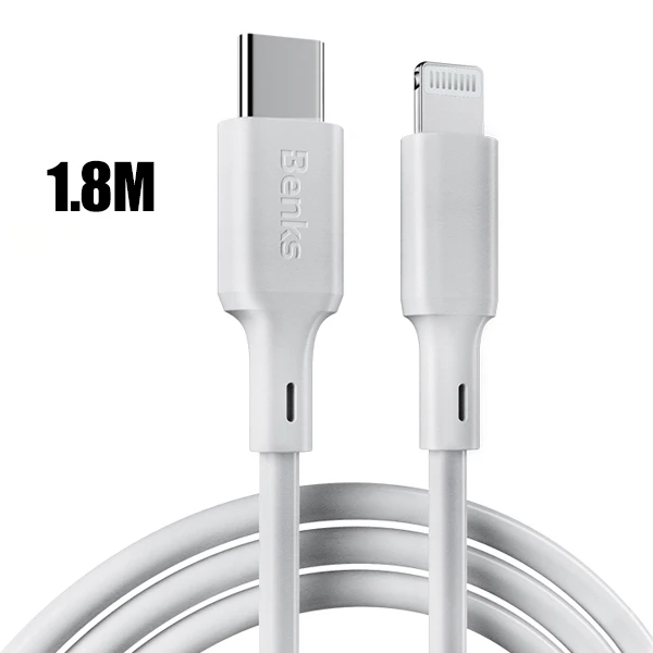 1.8m MFi Cable Benks MFi PD кабель для быстрой зарядки для iPhone XS 11 Pro MAX X XR 8 Plus ipad type USB C для освещения телефонный кабель PD зарядное устройство адаптер - Цвет: 1.8m MFi Cable