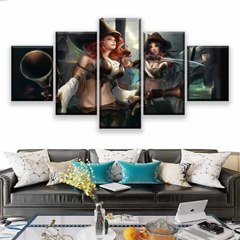 

Modern Home Decorative Wall Artwork Modular Pictures 5 Piece Framed Canvas Printing Game LOL Xin Zhao Pictures