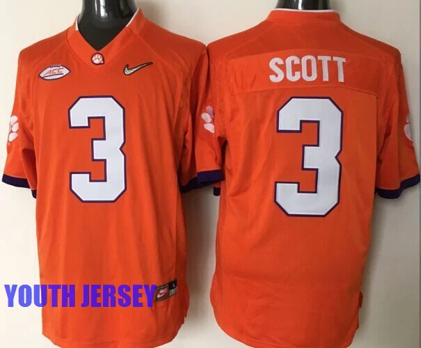 Черный Clemson Tigers, Stitiched, DeShaun Watson, Sammy Watkins, Wayne Gallman II, Artavis Scott for YOUTH KIDS Jersey - Цвет: Черный