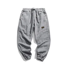 Модные брюки в Корейском стиле; повседневные осенние и зимние однотонные брюки; свободные черные хлопковые мужские брюки; уличная одежда; DD6C