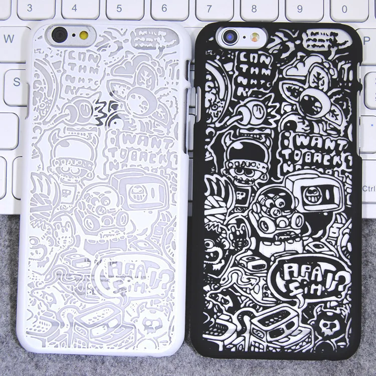 IPhone7 Phone Case iPhone 8 Plus Dull Polish Hard Case 6 Black And White Simple Applicable Protective Case 5S Cool Case X