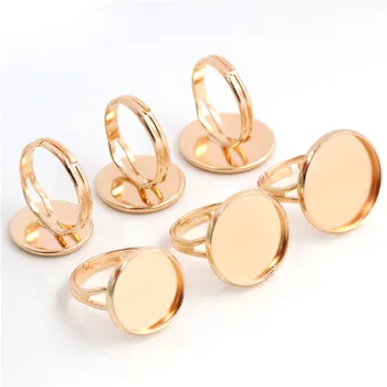 

14mm-16mm-18mm 10pcs KC Gold Color Brass Adjustable Ring Settings Blank/Base,Fit 14mm 16mm 18mm Glass Cabochons,Buttons