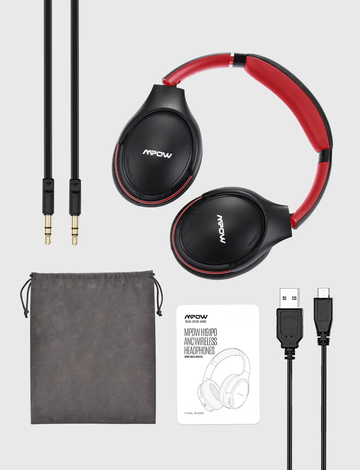 Mpow H19 IPO Noise Canceling Bluetooth Headset Foldable Design Rapid Charge Wireless Earphone with CVC 8.0 Mic 35 Hours Playtime