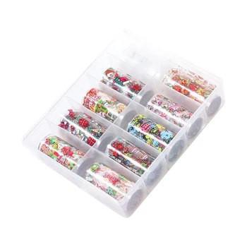 

10pcs Nail Foil Set Christmas Nail Art Transfer Foils Decorations Adhesive Decals Wraps Stickers