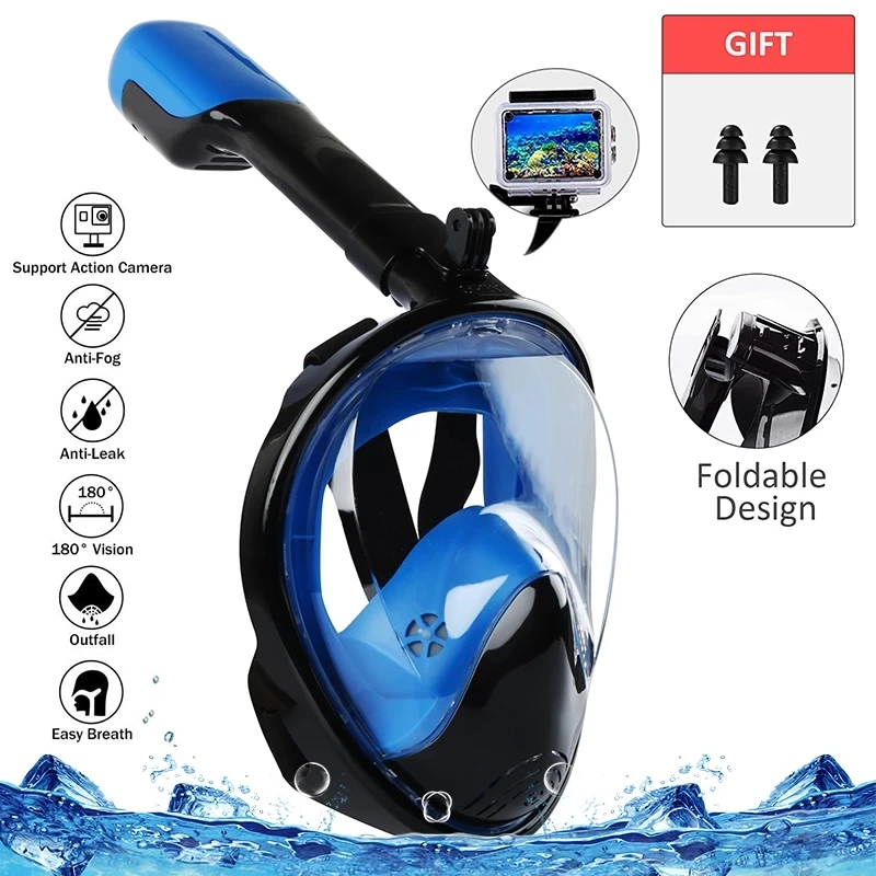 Adult Kid Foldable Full Face Diving Mask Anti-Fog Snorkeling Und