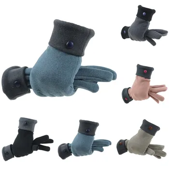 

Winter Glovers Button Decoration Winter Anti-Slip Cuff Soft Lining Gloves перчатки перчатки перчатки женские Women Glovers
