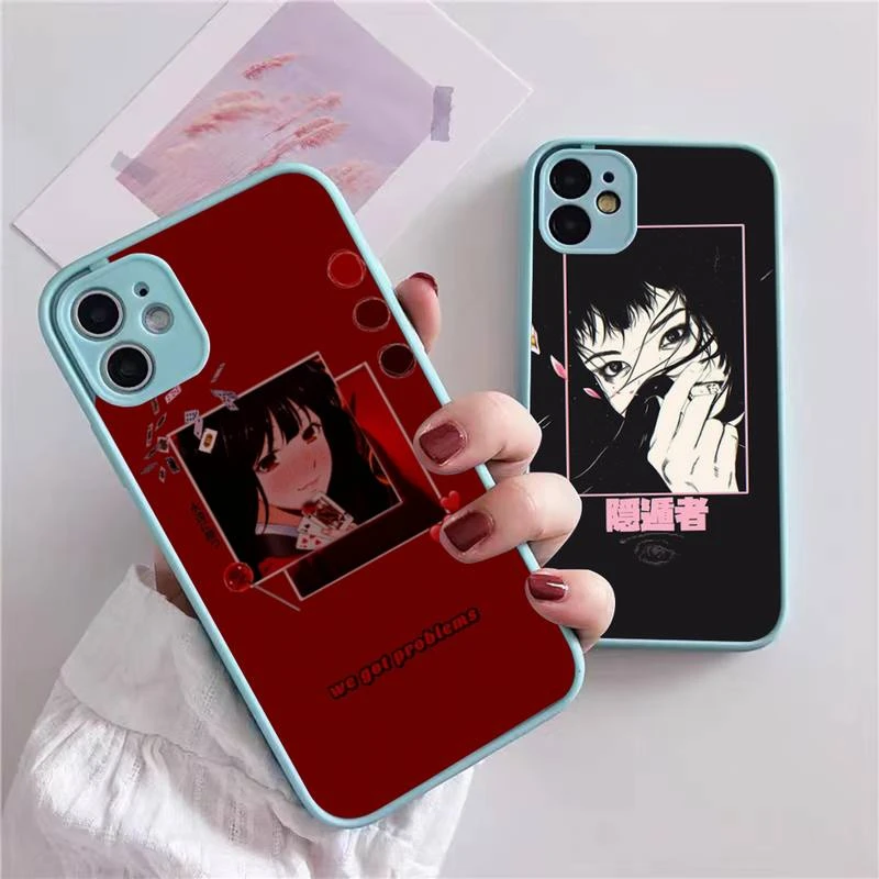 Sad Japanese Anime Aesthetic Phone Case For Iphone 13 12 11 Xr Xs X 7 8 Pro Max Light Blue Soft Tpu Silicone Clear Case Cover Phone Case Covers Aliexpress