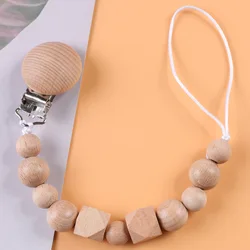 Hot Sale Newest Natural Wooden Beads Pacifier Clip Chain Safe Teething Baby Attache Tetine Eco-Friendly Newborn Dummy Holder Toy
