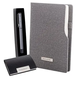 

Personalized Black Notebook & Ballpoint Pen & Luxury Business Card Holder Set