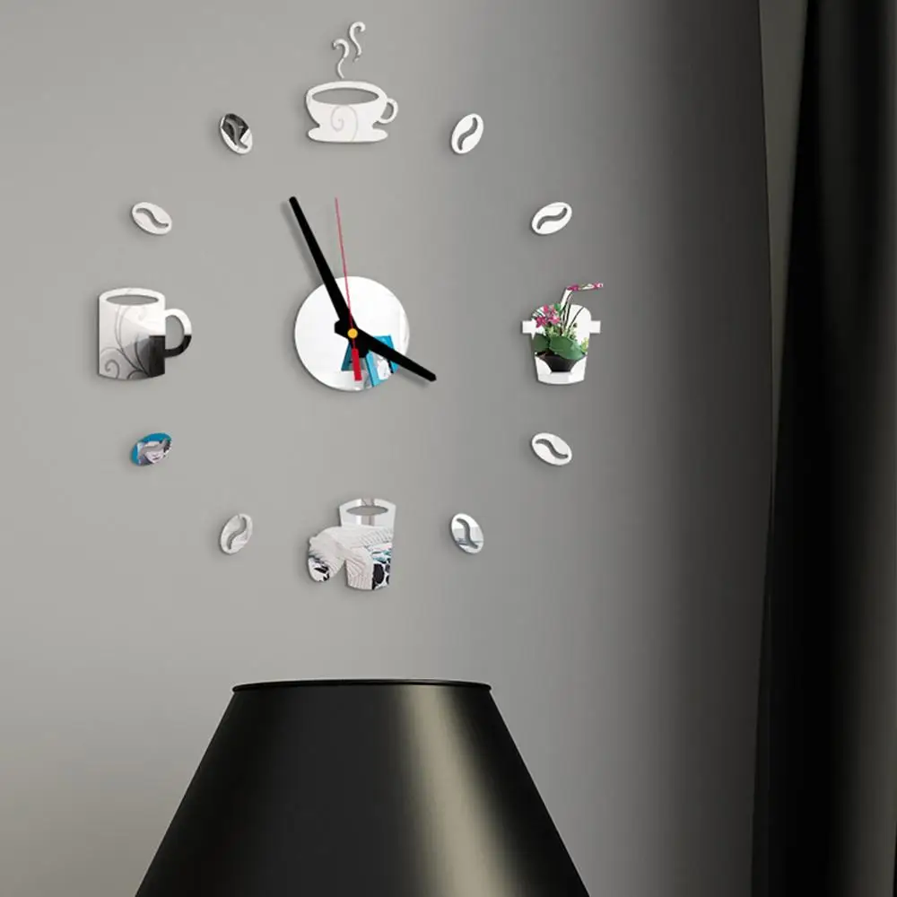 DIY Wall Clock, 40cm/15.7inch 3D Number Wall Clock Mirror Sticker Clock Livingroom Home Decoration