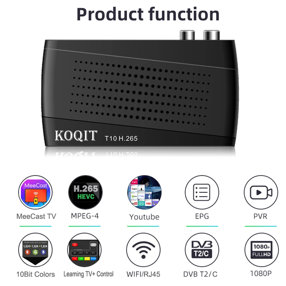 Koqit Livre Tuner Dvbc H.265 Hevc Principal 10 2in1 Remoto Dvbt2 Decodificador Digital Europa Dvb-t2 Meecast tv Vara Conjunto-caixa Superior T10 Dvb t2 - Image 3