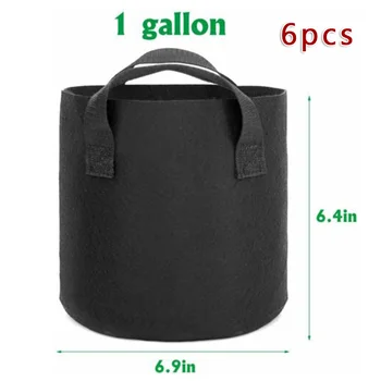 

6Pcs Felt Grow Bags Garden Non-Woven Aeration Planting Bag Plant Pot Container
