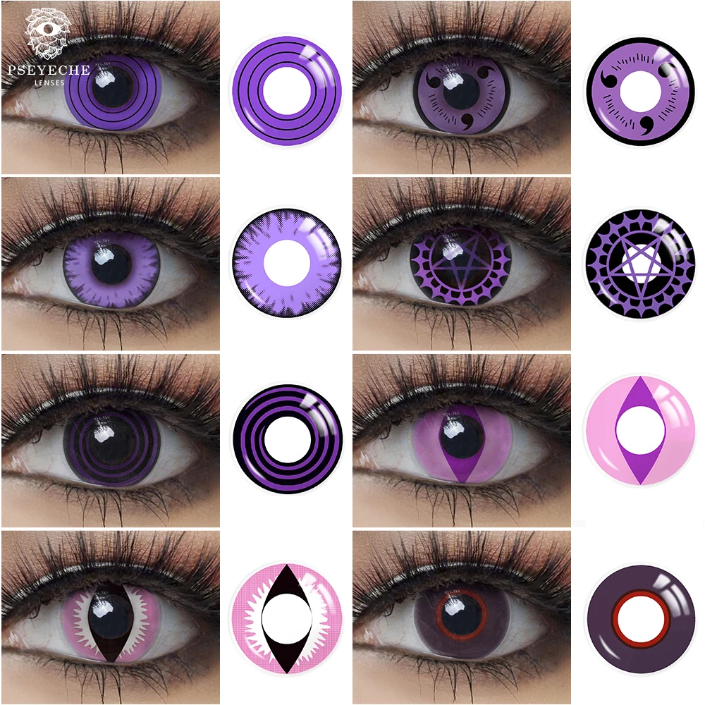 Violet Contact Lenses Purple Sasuke Sharingan Contacts Anime Cosplay Ciel'S Contract Eyes Lens Halloween | Красота и здоровье