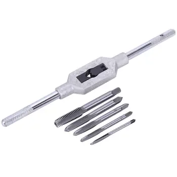 

5pcs Hand Screw Thread Metric Plug Taps Set M3-M8 with 1pc Adjustable Tap Wrench