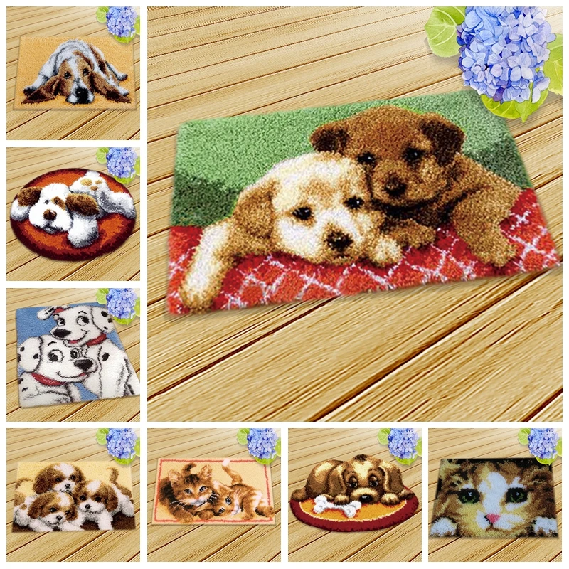 

Latch Hook Kits Diy Smyrna Knooppakket Do It Yourself Dog Button Cushion Animals Needlework Mat Kit Almofadas Latch Hook Cushion