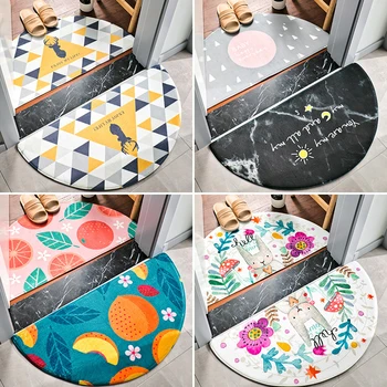 

NEW WILLOW Cartoon Semi-circular non-slip doormat Small fresh Bedroom kitchen floor mat Bathroom living room printing Foot pad